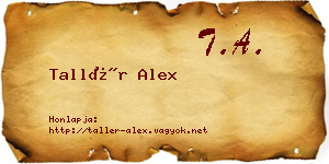 Tallér Alex névjegykártya